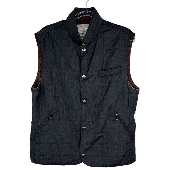 Brunello Cucinelli Thermore Vest Gilet Wool & Silk Charcoal Gray Size Small